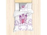 Abakuhaus Set Copripiumino Per Letto Singolo, Dreamy Fortress Wolken Kunst, Antiacaro, Adatto A Chi Soffre Di Allergie, Con Federa, 135 Cm X 200 Cm - 80 X 80 Cm, Viola Pastello Rosa