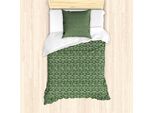 Abakuhaus Set Copripiumino Philodendron Per Letti Singoli, Foglie Su Strisce, Antiacaro, Adatto A Chi Soffre Di Allergie, Con Federa, 135 Cm X 200 Cm - 80 X 80 Cm, Verde Oliva Grigio