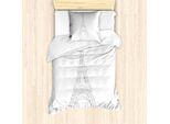 Abakuhaus Set Copripiumino Per Letto Singolo Torre Eiffel, Monumento Disegnato A Matita, Antiacaro, Adatto A Chi Soffre Di Allergie, Con Federa, 135 Cm X 200 Cm - 80 X 80 Cm, Tortora Scuro, Grigio, Bianco