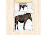 Abakuhaus Set Copripiumino Arcobaleno Zebra Per Letti Singoli, Animali Righe Colorate, Antiacaro, Adatto A Chi Soffre Di Allergie, Con Federa, 135 Cm X 200 Cm - 80 X 80 Cm, Multicolore Grigio Carbone