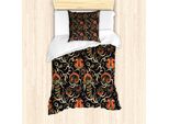 Abakuhaus Set Copripiumino Jacobean Per Letti Singoli, Grunge Flora Locken, Antiacaro, Adatto A Chi Soffre Di Allergie, Con Federa, 135 Cm X 200 Cm - 80 X 80 Cm, Indaco E Multicolore