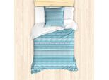 Abakuhaus Set Copripiumino Azteco Per Letti Singoli, Strisce Orizzontali E Zigzag, Antiacaro, Adatto A Chi Soffre Di Allergie, Con Federa, 135 Cm X 200 Cm - 80 X 80 Cm, Blu Mare E Bianco