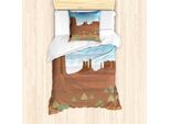 Abakuhaus Set Copripiumino Per Letto Singolo, Immagine Cartoon Monument Valley, Antiacaro E Anallergico, Con Federa, 135 Cm X 200 Cm - 80 X 80 Cm, Pale Caramel Multicolor
