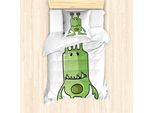Abakuhaus Set Copripiumino Extraterrestre Per Letti Singoli, Single Monster Sharp Teeth, Antiacaro, Adatto A Chi Soffre Di Allergie, Con Federa, 135 Cm X 200 Cm - 80 X 80 Cm, Verde Lime Salvia