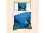 Abakuhaus Set Copripiumino Per Letti Singoli, Oceanic Seaweed Seascape, Antiacaro, Adatto A Chi Soffre Di Allergie, Con Federa, 135 Cm X 200 Cm - 80 X 80 Cm, Blu Azzurro Multicolore