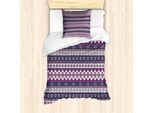 Abakuhaus Set Copripiumino Azteco Per Letti Singoli, Triangoli Tribali Viola Sintetici, Antiacaro, Adatto A Chi Soffre Di Allergie, Con Federa, 135 Cm X 200 Cm - 80 X 80 Cm, Multicolore