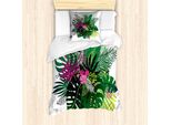 Abakuhaus Set Copripiumino Per Letto Singolo Philodendron, Bouquet Di Fiori Esotici, Antiacaro, Adatto A Chi Soffre Di Allergie, Con Federa, 135 Cm X 200 Cm - 80 X 80 Cm, Multicolore