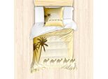 Abakuhaus Set Copripiumino DüNe Per Letti Singoli, Cammello-Roulotte E Palme, Antiacaro, Adatto A Chi Soffre Di Allergie, Con Federa, 135 Cm X 200 Cm - 80 X 80 Cm, Giallo Fulvo