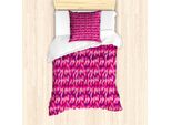 Abakuhaus Snakeskin Stampa Set Copripiumino Per Letti Singoli, Pop Art Skin, Antiacaro, Adatto A Chi Soffre Di Allergie, Con Federa, 135 Cm X 200 Cm - 80 X 80 Cm, Viola-Rosa