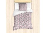 Abakuhaus Set Copripiumino Per Letto Singolo LöWenzahn, Design Floreale Grunge, Antiacaro E Anallergico, Con Federa, 135 Cm X 200 Cm - 80 X 80 Cm, Rosa Grigio E Grigio Chiaro