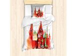 Abakuhaus Set Copripiumino Russo Per Letti Singoli, Piazza Rossa Basilica, Antiacaro, Adatto A Chi Soffre Di Allergie, Con Federa, 135 Cm X 200 Cm - 80 X 80 Cm, Burnt Sienna Bianco