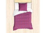 Abakuhaus Set Copripiumino Per Letti Singoli, Motivi Geometrici Triangolari, Antiacaro, Adatto A Chi Soffre Di Allergie, Con Federa, 135 Cm X 200 Cm - 80 X 80 Cm, Burnt Sienna Fuchsia