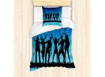 Abakuhaus Set Copripiumino Per Letti Singoli, Danza Folla Raggi Di Sole, Antiacaro Adatto A Chi Soffre Di Allergie Con Federa, 135 Cm X 200 Cm - 80 X 80 Cm, Blu Cobalto Aqua