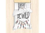 Set Copripiumino Abakuhaus Per Letti Singoli, Design Calligrafico Be Wild, Antiacaro, Adatto A Chi Soffre Di Allergie, Con Federa, 135 Cm X 200 Cm - 80 X 80 Cm, Multicolore Grigio Antracite