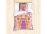 Abakuhaus Set Copripiumino Per Letto Singolo, Palace Cartoon Interior Kunst, Antiacaro, Adatto A Chi Soffre Di Allergie, Con Federa, 135 Cm X 200 Cm - 80 X 80 Cm, Rosa Pallido, Arancione, Fucsia