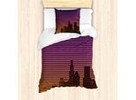 Abakuhaus Set Copripiumino Arancione E Nero Per Letti Singoli, 80 Skyline, Antiacaro, Adatto A Chi Soffre Di Allergie, Con Federa, 135 Cm X 200 Cm - 80 X 80 Cm, Multicolore