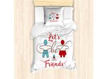 Abakuhaus Migliore Amico Set Copripiumino Per Letti Singoli, Sweetest Offer Buddies, Antiacaro, Adatto A Chi Soffre Di Allergie, Con Federa, 135 Cm X 200 Cm - 80 X 80 Cm, Blu Cielo Profondo Vermiglio