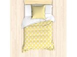 Abakuhaus Set Copripiumino Astratto Per Letti Singoli, Cerchi Monotoni, Antiacaro, Adatto A Chi Soffre Di Allergie, Con Federa, 135 Cm X 200 Cm - 80 X 80 Cm, Terra Giallo Bianco