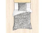 Abakuhaus Set Copripiumino Per Letti Singoli, Fiori A Strisce Disegnati A Mano, Antiacaro, Adatto A Chi Soffre Di Allergie, Con Federa, 135 Cm X 200 Cm - 80 X 80 Cm, Grigio Antracite Bianco