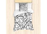 Abakuhaus Set Copripiumino Astratto Per Letti Singoli, Linee Sinuose Artistiche, Antiacaro, Adatto A Chi Soffre Di Allergie, Con Federa, 135 Cm X 200 Cm - 80 X 80 Cm, Grigio Antracite E Bianco