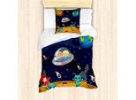 Abakuhaus Set Copripiumino Extraterrestre Per Letti Singoli, Tema Spaziale Galaxy Per Bambini, Antiacaro, Adatto A Chi Soffre Di Allergie, Con Federa, 135 Cm X 200 Cm - 80 X 80 Cm, Multicolore