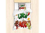 Abakuhaus Cinco De Mayo Set Copripiumino Per Letti Singoli, Cartone Animato Messicano, Antiacaro, Adatto A Chi Soffre Di Allergie, Con Federa, 135 Cm X 200 Cm - 80 X 80 Cm, Multicolore