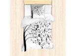 Abakuhaus Set Copripiumino Per Letti Singoli, Motivi Fluidi Uccelli, Antiacaro, Adatto A Chi Soffre Di Allergie, Con Federa, 135 Cm X 200 Cm - 80 X 80 Cm, Grigio Antracite Bianco