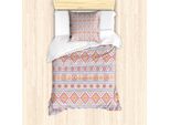 Abakuhaus Set Copripiumino Azteco Per Letti Singoli, Influenze Folcloristiche Medievali, Antiacaro, Adatto A Chi Soffre Di Allergie, Con Federa, 135 Cm X 200 Cm - 80 X 80 Cm, Albicocca Rosa Scuro
