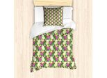 Abakuhaus Set Copripiumino Per Letto Singolo Philodendron, Orchid E Hibiscus, Antiacaro, Adatto A Chi Soffre Di Allergie, Con Federa, 135 Cm X 200 Cm - 80 X 80 Cm, Crema Fucsia