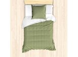 Abakuhaus Set Copripiumino Astratto Per Letti Singoli, Mini Rettangoli Simmetrici, Antiacaro, Adatto A Chi Soffre Di Allergie, Con Federa, 135 Cm X 200 Cm - 80 X 80 Cm, Verde Lime, Tortora, Grigio