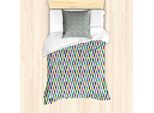 Set Copripiumino Abakuhaus Per Letti Singoli, Triangoli E Rettangoli Retrò, Antiacaro E Anallergico, Con Federa, 135 Cm X 200 Cm - 80 X 80 Cm, Color Guscio D'uovo E Multicolore