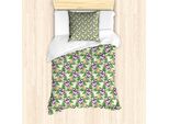 Abakuhaus Set Copripiumino Per Letto Singolo Philodendron, Bouquet Di Fiori Esotici, Antiacaro, Adatto A Chi Soffre Di Allergie, Con Federa, 135 Cm X 200 Cm - 80 X 80 Cm, Giallo Pallido Multicolore