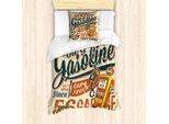 Abakuhaus Set Copripiumino Vintage Trucks Per Letti Singoli, Grunge Benzin Kunst, Antiacaro, Adatto A Chi Soffre Di Allergie, Con Federa, 135 Cm X 200 Cm - 80 X 80 Cm, Champagne Multicolor