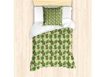 Abakuhaus Set Copripiumino Philodendron Per Letti Singoli, Motivo Foglie Esotiche, Antiacaro, Adatto A Chi Soffre Di Allergie, Con Federa, 135 Cm X 200 Cm - 80 X 80 Cm, Fern Green Multicolor