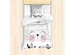 Abakuhaus Set Copripiumino Per Letto Singolo, Charming Meow Princess, Antiacaro, Adatto A Chi Soffre Di Allergie, Con Federa, 135 Cm X 200 Cm - 80 X 80 Cm, Rosa Confetto Grigio Chiaro