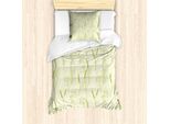 Abakuhaus Set Copripiumino Botanico Per Letti Singoli, Erbe Naturali E Artificiali, Antiacaro, Adatto A Chi Soffre Di Allergie, Con Federa, 135 Cm X 200 Cm - 80 X 80 Cm, Kaki Verde Chiaro