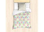Abakuhaus Luau Set Copripiumino Per Letti Singoli, Foglie Floreali In Tonalità Pastello, Antiacaro, Adatto A Chi Soffre Di Allergie, Con Federa, 135 Cm X 200 Cm - 80 X 80 Cm, Verde Chiaro Multicolore