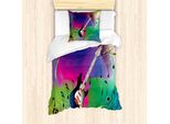 Abakuhaus Set Copripiumino Per Letto Singolo Con Motivo Musicale, Chitarra Su Sfondo Colorato, Antiacaro E Anallergico, Con Federa, 135 Cm X 200 Cm - 80 X 80 Cm, Multicolore