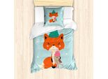 Abakuhaus Set Copripiumino Per Letto Singolo, Merry Christmas Bird Animal, Antiacaro, Adatto A Chi Soffre Di Allergie, Con Federa, 135 Cm X 200 Cm - 80 X 80 Cm, Pale Seafoam Multicolor