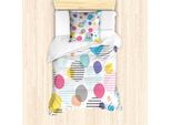 Abakuhaus Set Copripiumino A Pois Per Letti Singoli, Strisce Colorate, Antiacaro, Adatto A Chi Soffre Di Allergie, Con Federa, 135 Cm X 200 Cm - 80 X 80 Cm, Multicolore