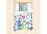 Abakuhaus Set Copripiumino Per Letti Singoli Con Motivi Floreali, Botanica Colorata, Antiacaro, Adatto A Chi Soffre Di Allergie, Con Federa, 135 Cm X 200 Cm - 80 X 80 Cm, Multicolore