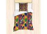Set Copripiumino Abakuhaus Botanik Per Letti Singoli, Motivo Floreale Astratto, Antiacaro E Anallergico, Con Federa, 135 Cm X 200 Cm - 80 X 80 Cm, Salmone Scuro Multicolore