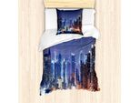 Abakuhaus Nyc Set Copripiumino Per Letto Singolo, Foto Fiume E Skyline, Antiacaro, Adatto A Chi Soffre Di Allergie, Con Federa, 135 Cm X 200 Cm - 80 X 80 Cm, Lavanda Scuro Multicolore