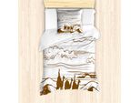 Abakuhaus Set Copripiumino Per Letti Singoli, Cammelli Disegnati A Mano, Antiacaro, Adatto A Chi Soffre Di Allergie, Con Federa, 135 Cm X 200 Cm - 80 X 80 Cm, Bianco Umbra