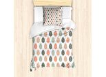Abakuhaus Set Copripiumino Per Letto Singolo, Foglie Autunnali Ritmiche, Antiacaro, Adatto A Chi Soffre Di Allergie, Con Federa, 135 Cm X 200 Cm - 80 X 80 Cm, Salmone Multicolore