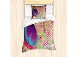 Abakuhaus Set Copripiumino Per Letti Singoli, Foto Macro Plume Colorata, Antiacaro, Adatto A Chi Soffre Di Allergie, Con Federa, 135 Cm X 200 Cm - 80 X 80 Cm, Multicolore