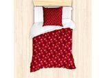 Abakuhaus Set Copripiumino Per Letti Singoli, Motivi Floreali E Pois, Antiacaro, Adatto A Chi Soffre Di Allergie, Con Federa, 135 Cm X 200 Cm - 80 X 80 Cm, Rosa Rubino