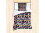 Abakuhaus Set Copripiumino Per Letti Singoli, Motivo Floreale Grunge Astratto, Antiacaro E Anallergico Con Federa, 135 Cm X 200 Cm - 80 X 80 Cm, Color Guscio D'uovo E Multicolore