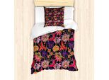 Abakuhaus Set Copripiumino Jacobean Per Letti Singoli, Illustrazione Floreale Jungle, Antiacaro E Anallergico Con Federa, 135 Cm X 200 Cm - 80 X 80 Cm, Viola Scuro Multicolore