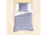 Abakuhaus Set Copripiumino Per Letti Singoli, Phlox Divaricata E Foglie, Antiacaro, Adatto A Chi Soffre Di Allergie, Con Federa, 135 Cm X 200 Cm - 80 X 80 Cm, Blu Lavanda-Bianco